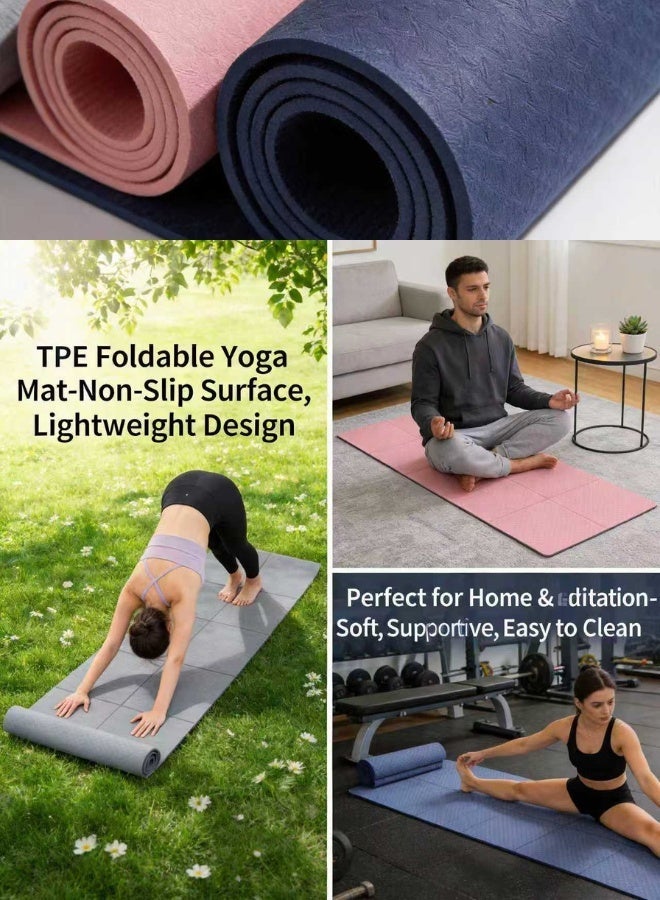 Foldable TPE Yoga Mat 4mm - Anti-Slip, Eco-Friendly Fitness & Pilates Mat, Lightweight & Portable, 183x61cm for Home Workouts, Gym, Yoga & Exercise - Image 2